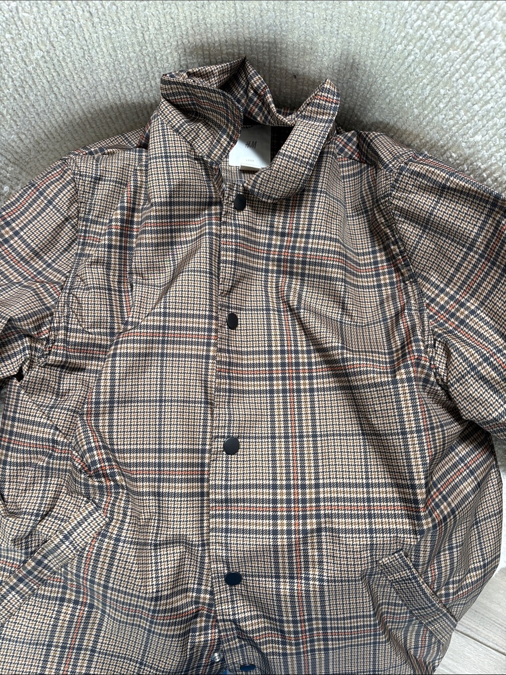 H&M Unisex Plaid Raincoat - Tan, Black, Navy, Rust